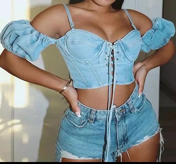 Blue Jean Crop Top