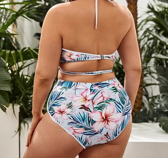 Floral & Tropical Cross Wrap Bikini Swimsuit
