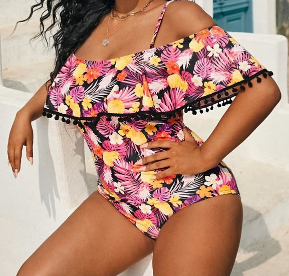 Tropical Flounce One Piece Swimsuit