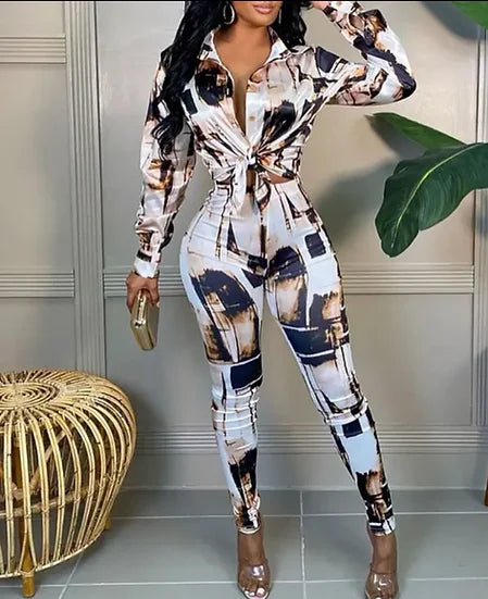 Long Sleeve Abstract 2 Piece Set