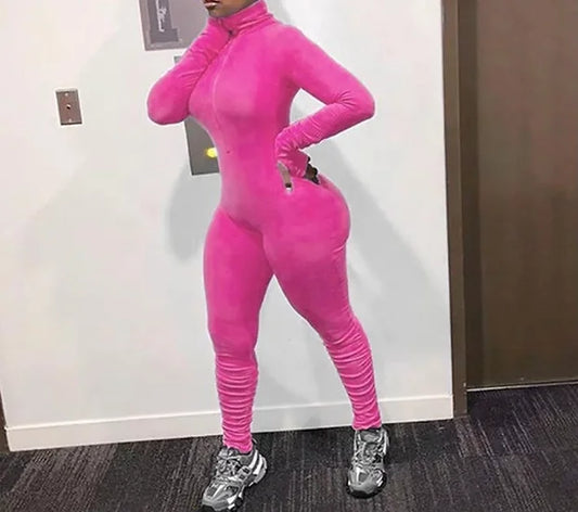 Pink Stacked Leggings Pants Jumpsuit