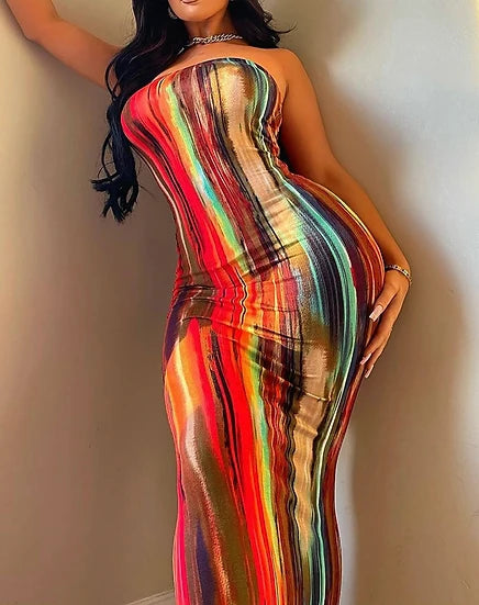 Sexy Gal Tie Dye Strapless Dress