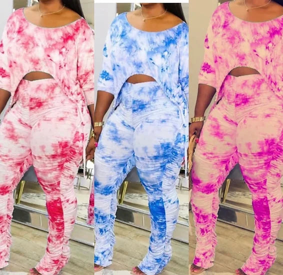 Tie Dye Flared Two Piece Set